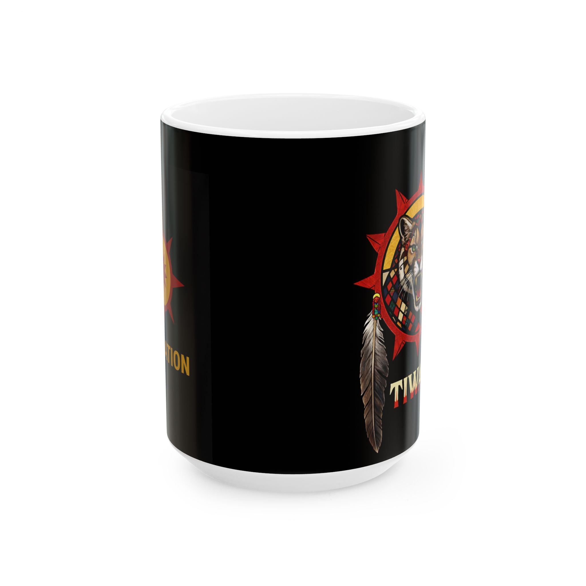 Tiwaya Logo Ceramic Mug — 'TIWAYA authentic Native American design 11th oz/15oz Coffee Cup