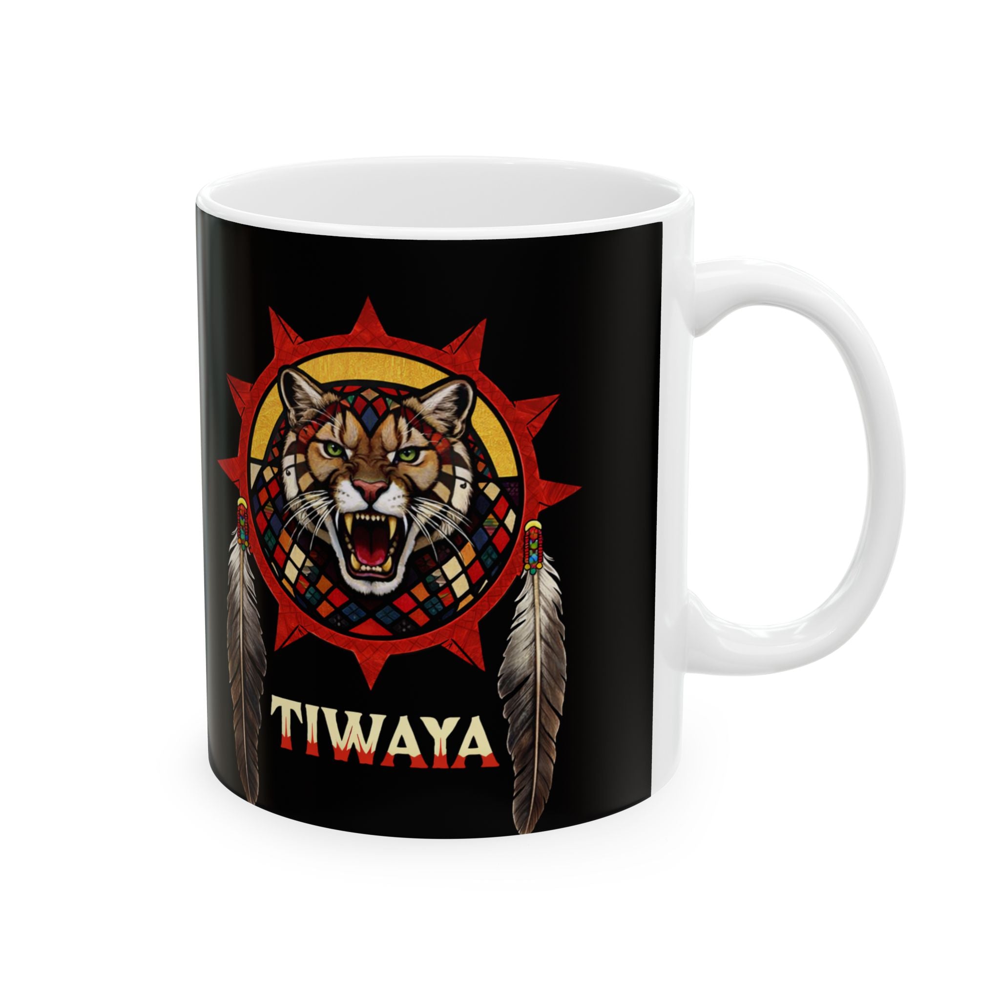 Tiwaya Logo Ceramic Mug — 'TIWAYA authentic Native American design 11th oz/15oz Coffee Cup